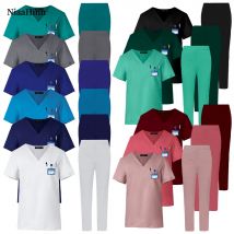 Unisex Medizinischer Peelingsanzug Krankenhaus Arzt Krankenschwester Uniform Gesundheitsdienst Chirurgie Uniform Kosmetikerin Spa Uniformen Zahnarzt Arbeitskleidung