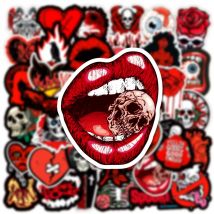 10/30/50 Stück Horror Gothic Totenkopf Aufkleber Cool Schwarz Rot Graffiti Spielzeug Wasserdicht Motorrad Laptop Telefon Fahrrad Auto Lustige Aufkleber