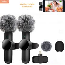 Microfono lavalier wireless 2.4G Registrazione audio video con cancellazione del rumore per iPhone/iPad/Android/Xiaomi/Samsung Microfono per giochi dal vivo