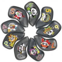 2025 New 9-Piece Set Golf Club Head Covers 4-9 Iron S A-P Skull Embroidered Club Cover Golf Ball Gift Iron Covers for Clubs