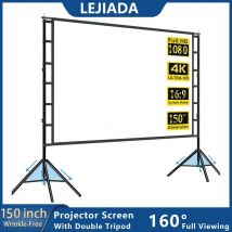 Lejiada Projektor Leinwand mit Stand weiß falten frei 60-120 Zoll 150 ° Betrachtung winkel doppelseitige Leinwand Heimkino im Freien