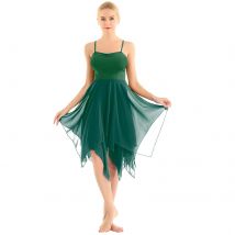 Damen gymnastik Trikot Ballett Tutu Tanz Performance Kleid ärmellose asymmetrische Chiffon lyrische Tanz kostüme Tanz kleidung