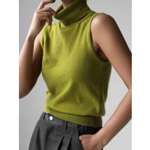 Bornladies Damen-Tanktop, gestrickt, ärmellos, Rollkragen, weicher Stoff, trendige Slim-Fit, einfarbig, Herbst-Winter-Mode, Camis