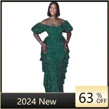 Angepasst Off Schulter Pailletten Sexy Formale Party Lange Kleider Frauen Bodycon Tiered Rüschen Elegante Abend Mix Kleid Nachtclub Pr