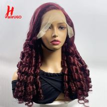 99J Bounce Lockige Spitze Vorne Perücke Burgund Lose Welle 13x4 Spitze Front Menschliches Haar Perücken Mit Baby Haar remy Transparent Spitze HairUGo