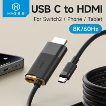 Hagibis Switch Dock for Nintendo Switch/OLED/Switch2 USB C to HDMI Cable Adapter 8K@60Hz HDR 100W PD for Laptop SteamDeck ROG