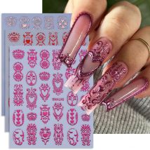3 stücke Böhmischen Nagel Aufkleber Metall Retro Gemusterten Herz Totem Selbst-klebe Nagel Aufkleber DIY Luxus Maniküre Sliders Dekoration