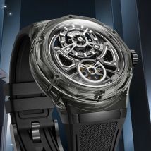 High-quality Watch Automatic movement Mechanical Wristwatch Sapphire Luminous Hollow Out Dial Fluororubber Strap Watches For Men