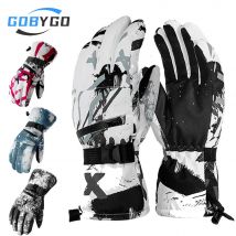 GOBYGO 1Pair Winter Kki Gloves Warm And Thickened Touch Screen The Palm Is Anti-slip Card Storage Bag Outdoor Waterproof Cycling