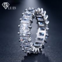 LXOEN Silber Farbe Quadrat CZ Ringe Gepflastert Österreichischen Zirkon Mode Frauen Ring für Party Verlobungsring Schmuck Geschenk