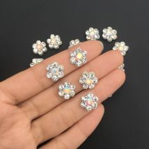 50 Stück 3D-Aufnäher zum Aufnähen, niedliche Aufnäher für Kleidung, Blumen-Aufnäher, Aufnäher, Perlenapplikation, Strass-Blumen