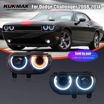 Para reflektorów LED do Dodge Challenger 2008-2014, przednie lampy przednie, światła do jazdy dziennej (DRL), kierunkowskazy, montaż Plug and Play
