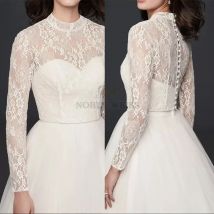 Lace Wedding Jacket Long Sleeves Bride Top High Neck Customized