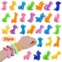 5/10/20Pcs Funny Animal Dinosaur Bracelet Stress Relief Sensory Toy Kids Birthday Party Favors Pinata Filler Baby Shower Wedding