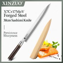 XINZUO 30cm Sashimi Kinfe X7Cr17MoV kute ze stali nierdzewnej Deba Sushi surowy nóż ze stali nierdzewnej nóż do krojenia ryb z pudełkiem