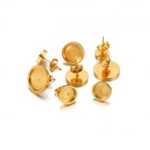 20 Stück Gold Farbe Edelstahl Ohr stecker Basis Einstellungen leere Ohrringe Cabochon Tablett Ergebnisse für DIY Schmuck herstellung