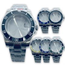 Hochwertiges 40-mm-Silber-Uhrengehäuse SUB GMT NH35 NH36 NH38 NH39 NH70 ETA2824 PT5000 mit Keramiklünette und Saphir