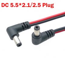 1 Stück DC-Stromanschluss 5,5 x 2,1 mm / 2,5 mm Stecker rechtwinklig 90 Grad 5,5 x 2,1 5,5 x 2,5 Steckverbinder mit 18 AWG-Kabel