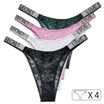 4pcs Spitze Brief sexy g String Frauen Höschen Tanga nahtlose Mädchen Strass transparente Unterwäsche weibliche niedrige Damen Slips