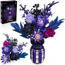 1218PCS Dark Romance Gothic Bouquet Building Blocks Flower With Vase Model Educational DIY Home Decoration Gift For Kids Adults