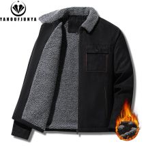 2024 Winter Männer Outdoor Windschutz Fleece dicke warme Jacke Männer Revers solide lässige Mode Stil Jacke Mantel männliche Kleidung Tops