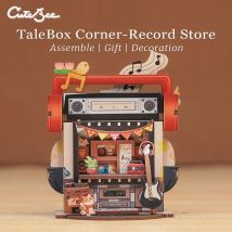 CUTEBEE Mini Store Series DIY Miniaturhaus 3D Holzpuzzle Spielzeug Handgefertigtes Puppenhaus-Set für TaleBox Corner Record Store