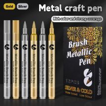 1-12Pcs Metall Weichen Kopf Permanent Wasser-basierte Marker Stift Malerei DIY Kunst Schöpfung Unterschrift Kunst gruß Karte Student Lieferungen