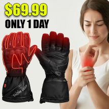 SNOW DEER Wasserdichte Motorradhandschuhe für Herren, beheizter Motorradhandschuh, Leder, echt, mit wiederaufladbarem Akku, Snow-Biker-Handschuh