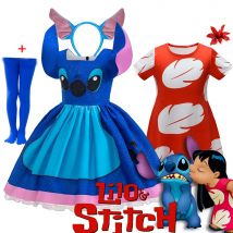 Kostium Disneya Śliczny Stitch Przebranie dla Dziewczynki Lilo i Stitch Film Cosplay Halloween 2025 Experiment 626 Mały Potwór Vestido