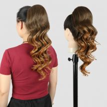 Julianna Synthetische Kordelzug-Pferdeschwanz-Verlängerung, 50,8 cm, lose Locken, weiches Clip-in-Haar, natürliches synthetisches Haarteil für Frauen