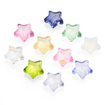 50Pcs 10MM Gradient Color Crystal Star Pendants Frosted Five-pointed Star Glass Beads For DIY Making Earings Jewelry Accessories