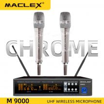 Chrome！！ MACLEX M9000 UHF Long Distance Dual Channel Handheld Professional Wireless Microphone System Stage Performance MIC
