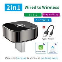 Bezprzewodowy adapter CarPlay dla iPhone'a - Mini Plug & Play Auto Connect, 5 GHz WiFi o niskim opóźnieniu, iOS 10+ kompatybilny z przewodowym CarPlay