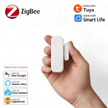Czujnik otwarcia drzwi/okien Tuya Zigbee, alarm antywłamaniowy, magnetyczny czujnik kontaktowy, otwarcie/zamknięcie, kompatybilny z Alexa, Google, Smart Life, inteligentny dom, bezpieczeństwo.