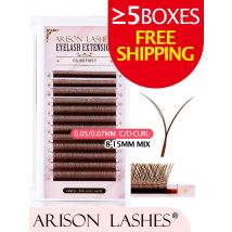 ARISON Soft Brown YY Lashes 0.07 C/D Eyelash Extension Y-shape Individual Eyelashes 2D Premade Volume Fans Lash For Wholesale