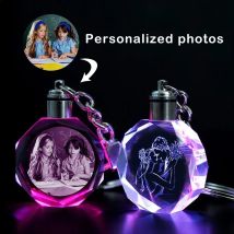 1PCS Free Personalized Gift Glow Keychain Gift with LED Light Love Family Holiday Commemorative Pendant Customized Photo Keyring