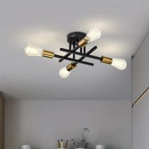 Plafoniera moderna con montaggio Semi-incasso nero e oro 4 luci Sputnik vicino alla plafoniera lampadario lampada da soffitto