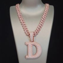 Personalisierter benutzerdefinierter großer Buchstaben-Anhänger Iced Out Schmuck Name individuelle Initiale Hip Hop Halskette kubanische Gliederkette Partygeschenke