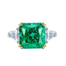 Luomansi 10*10MM Quadrat Smaragd Diamant Ring 100%-S925 Silber Schmuck Hochzeit Cocktail Party Frau