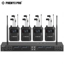 Quad-Channel Mono Wireless IEM System Metal transmitter w/4Plastic Bodypacks 4x25UHF Frequencies Rack Mount for Studio/Band