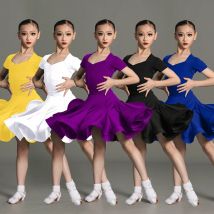 Uniforme da competizione di ballo latino per ragazza Set di pratica per prestazioni avanzate Classe di regolamenti di competizione standard professionale