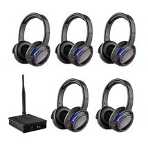 UHF RF Silent Disco Słuchawki Bezprzewodowy zestaw słuchawkowy dla DJ-ów 5 sztuk i 1 nadajnik na