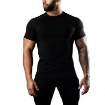 Gestaltung elastische Baumwolle T-Shirt für Herren, enge Passform, Frühling, Sommer, Fitness, Laufen, Sport, inneres Kurzarm-Top, Kompressionsshirt für Herren