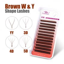 FADVAN Marrone YY/3D/4D/5D M/D Curl Lunghezza Mista Ciglia W Forma Naturale Premade Volume Ciglia Estensione Brasiliana Lash