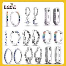 925 Sterling Silver Earring Daisy Flower Heart CZ Cubic Zircon Round Stud Earrings For Women Silver 925 Original Fashion Jewelry