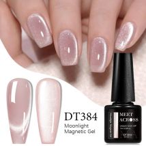 MEET ACROSS 7ml Gatto Moonlight Smalto gel magnetico Rosa Argento Trasparente Soak Off Nail Art Gel Vernice per manicure per unghie