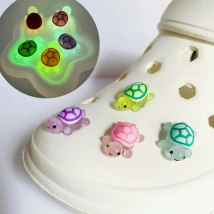 Cute Cartoon Luminous Turtle Shoe Charms - Whole Set DIY Garden Shoe Accessories Designer Shoe Decoration for Girls Gift