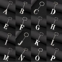 Punk DIY A-Z Letters Keychain Women Metal Initial Pendant Key Chain Ring for Men Trend 26 Alphabet Keyring Bag Accessories