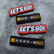 Patch personalizzata LET'S GO Striscia di numeri completamente ricamata NEXT Bracciale Toppa morale creativa Toppa con gancio e anello per cucire fai-da-te