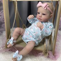 50cm fertige wieder geborene Baby puppe Loulou wach offen blaue Augen Neugeborene Puppe hochwertige 3D-Haut sichtbare Adern Sammler kunst puppe
